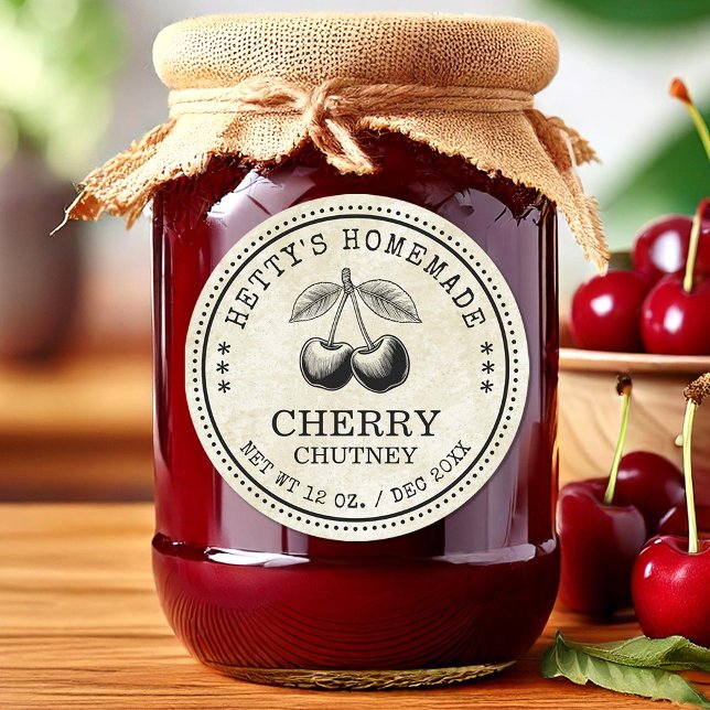 Cerise chutney bocal étiquette pour vos recettes m (Créateur téléchargé)