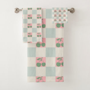 Cerise esthétique rose verte À damiers Motif Y2K