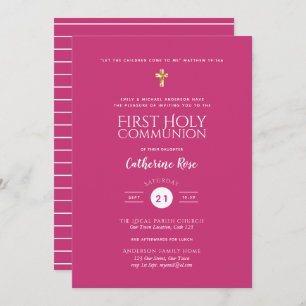 Cerise FILLES première sainte communion Invitation