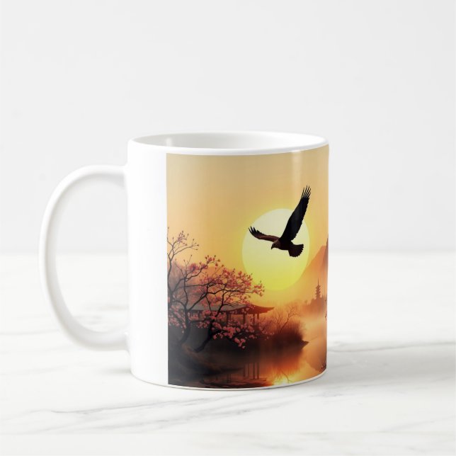 Cerise Fleur Sunset Aigle Café Mug (Gauche)
