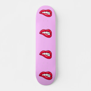 Cerise Hot Lips Popper Girl Skateboard Deck