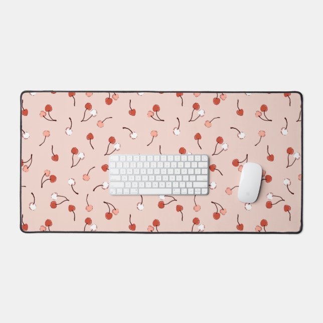 Cerise rose motif mignon tapis de bureau esthétiqu (Clavier et souris)