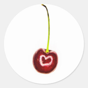 Cerise rouge avec Stickers Coeur blanc