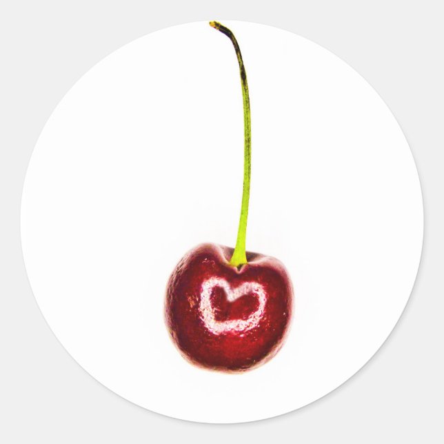 Cerise rouge avec Stickers Coeur blanc (Devant)