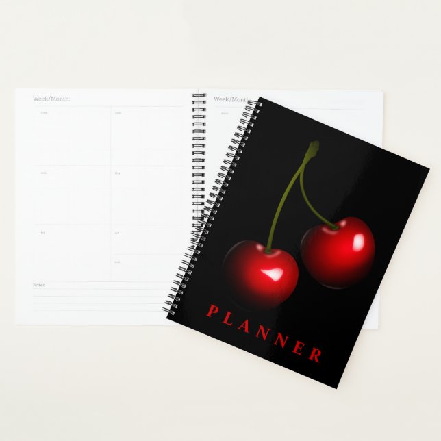 Cerise rouge sur le planificateur noir Couleur per (Devant avec enveloppe)