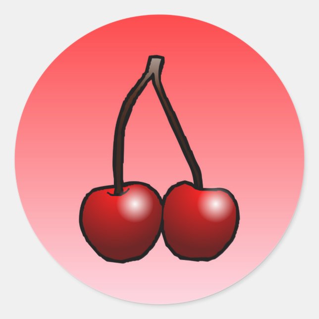 Cerise - Sticker rond classique (Devant)