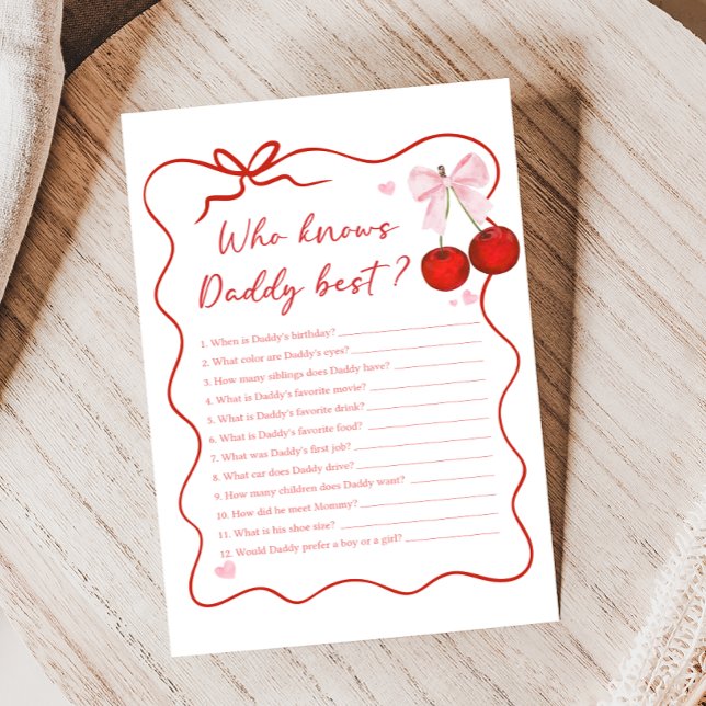 Cerise sur le dessus Arc rose Douche Qui connaît l (Coquette Cherry on Top Baby Shower Game)