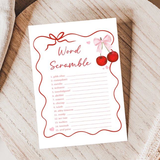 Cerise sur le dessus Jeu de mots mêlés Arc-en-ciel (Coquette Cherry on Top Baby Shower Game)
