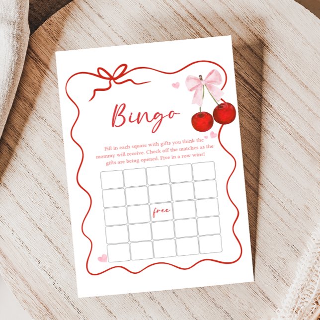 Cerise sur le dessus ruban rose Baby Shower Jeu de (Coquette Cherry on Top Baby Shower Game)