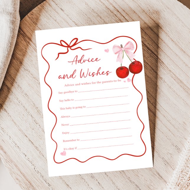 Cerise sur le dessus ruban rose Jeu de conseils et (Coquette Cherry on Top Baby Shower Game)