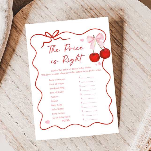 Cerise sur le dessus Ruban rose Shower Prix est ju (Coquette Cherry on Top Baby Shower Game)