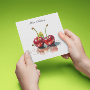 Cerises amoureuses en Aquarelle, sur mesure