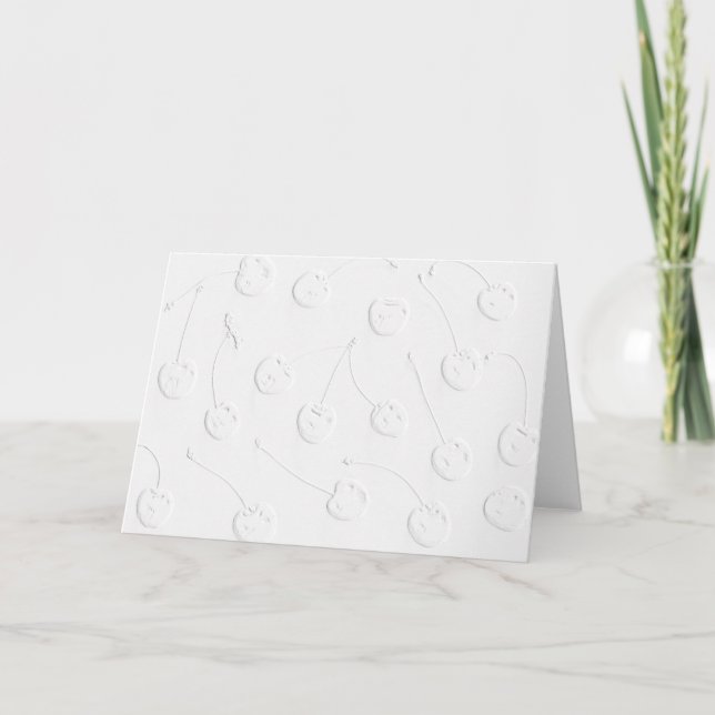 Cerises blanches sur papier blanc - carte simple  (Devant)
