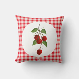 Cerises et coussin de guingan