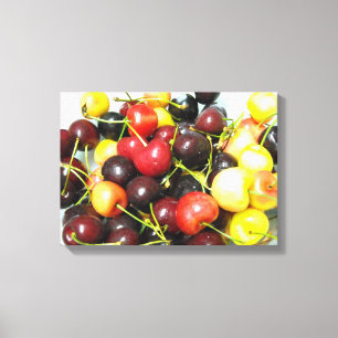 Cerises mixtes colorées Nourriture Toile Mur Art
