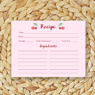 Cerises rose rétro Carte de recette Fête des mar