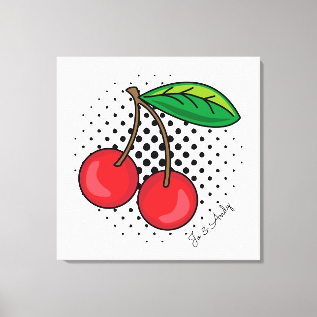 Cerises rouges Popart sur impression sur toile en  (Recto)