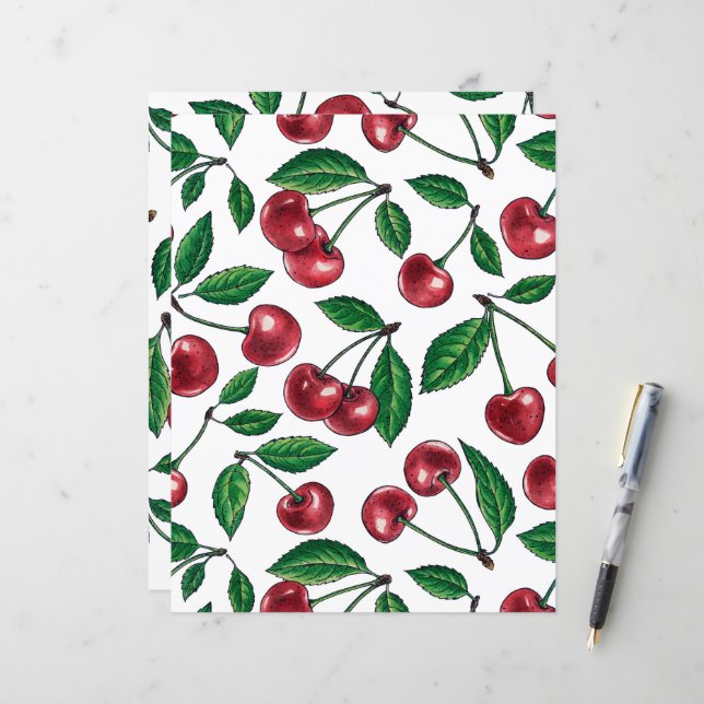 Cerises rouges sur blanc (Devant/Arrière en situation)
