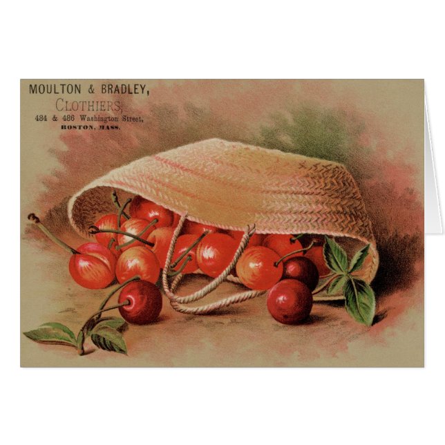 Cerises rouges vintages dans un panier (Devant Horizontal)
