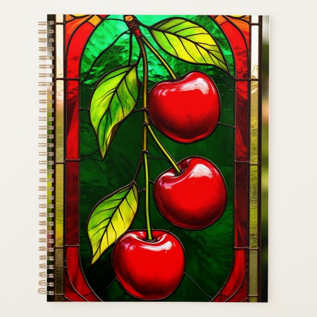Cerises rouges vives et feuilles vertes (Devant)