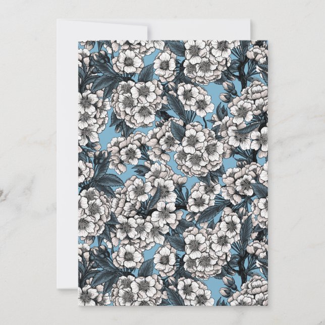 Cerisier en fleurs en blanc et bleu (Devant)