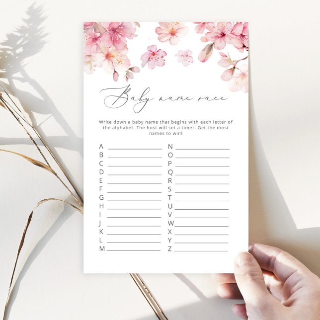 Cerisier fleur bébé nom course jeu de baby shower (Créateur téléchargé)