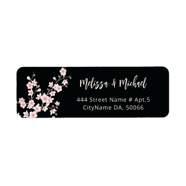 Cerisier Rouge Goutte Noir | Étiquette de Mariage (Devant)