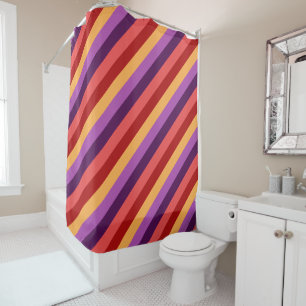 Cerisier Rouge Violet rayures Douche rideau