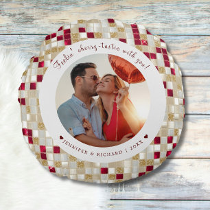 Cerry Coded Valentine's Day Round Coussin personna