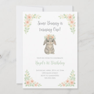 Certain Lapin a un an Invitation d'anniversaire