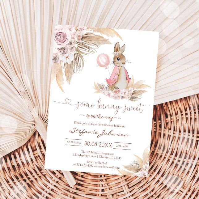 Certains Lapin Douce Pampass Invitation Baby Showe (Créateur téléchargé)