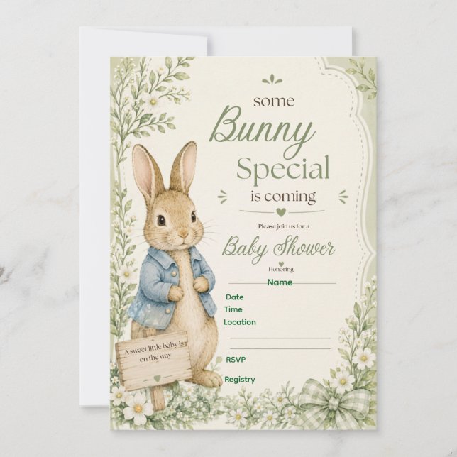 Certains Lapin Invitation pour une Baby Shower Spé (Devant)