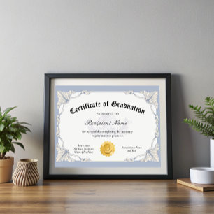 Certificat bleu modifiable de diplôme