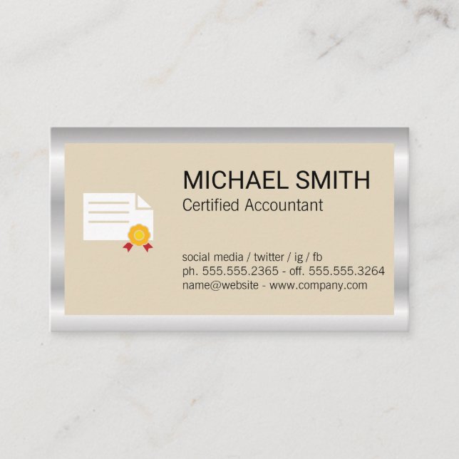 Certificat | Bordure métallique (Devant)