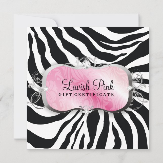 Certificat-cadeau 311 Lavish Pink Platter Zebra (Devant)