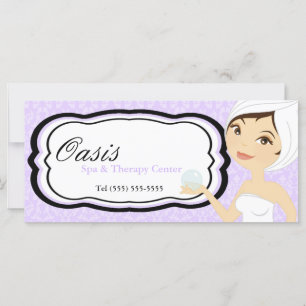 Certificat cadeau 4"x9" Massage Spa pourpre Damas