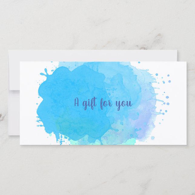 Certificat Cadeau Abstrait Aquarelle Bleue pour En (Devant)