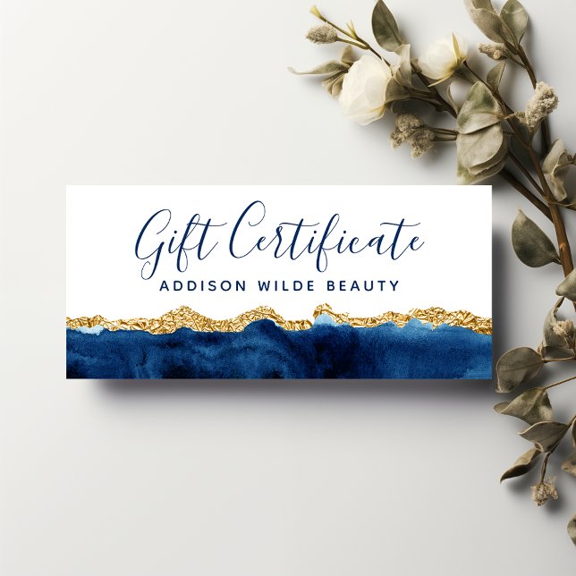 Certificat Cadeau Aquarelle Bleu Marine Et Or (Créateur téléchargé)