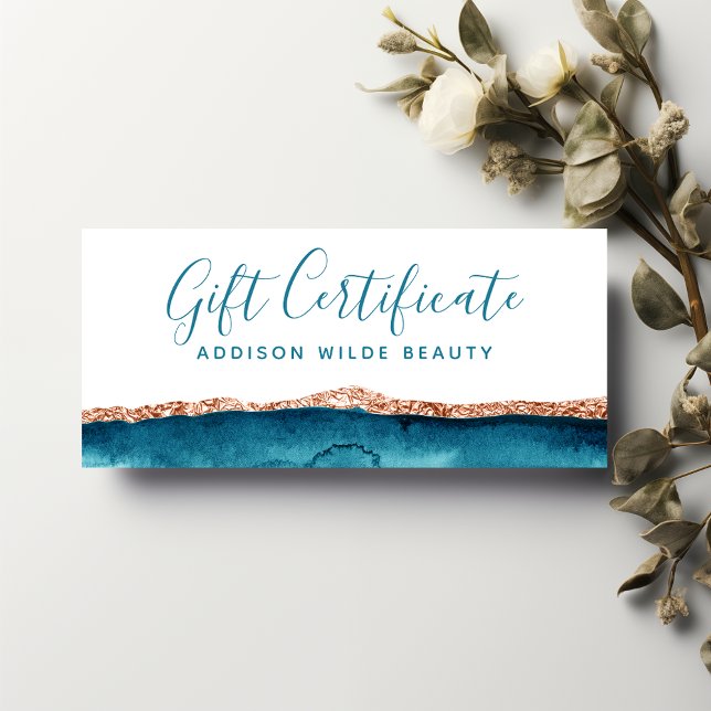 Certificat Cadeau Aquarelle Bleu Vert Et Or (Créateur téléchargé)