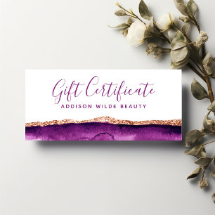 Certificat Cadeau Aquarelle Purple Et Or