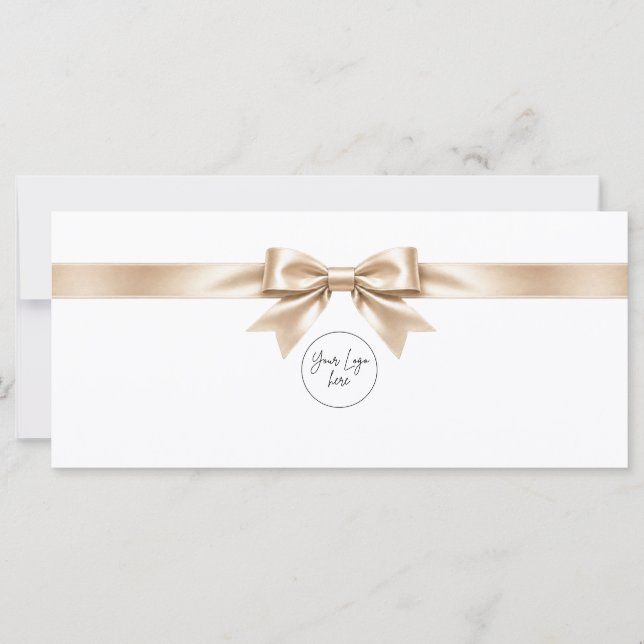 Certificat Cadeau avec Ruban Blanc Élégant Logo (Devant)