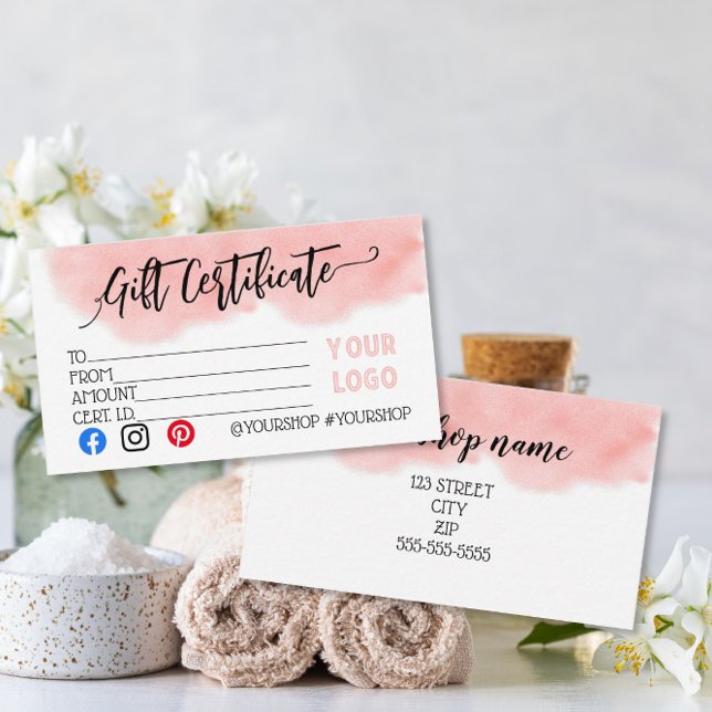 Certificat cadeau beauté rose blush (Créateur téléchargé)
