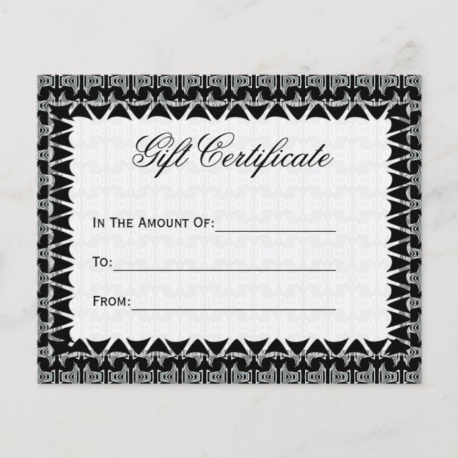 Certificat cadeau Black White Tribal Motif (Devant)