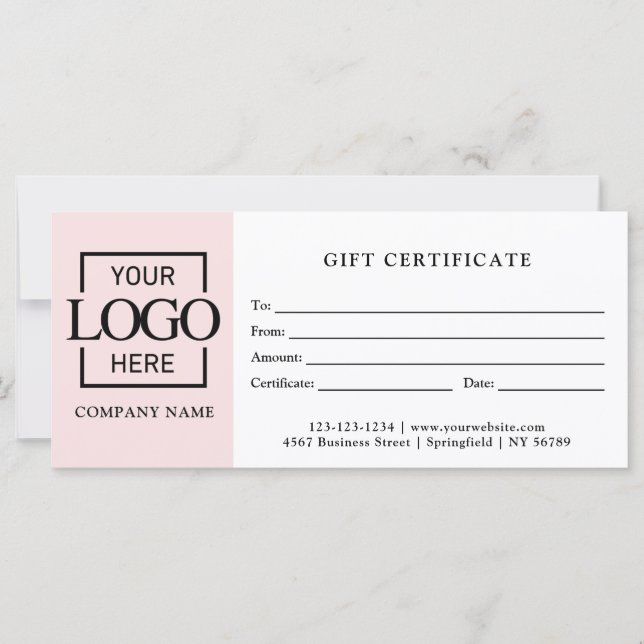 Certificat Cadeau Blanc Simple Moderne pour Entrep (Devant)