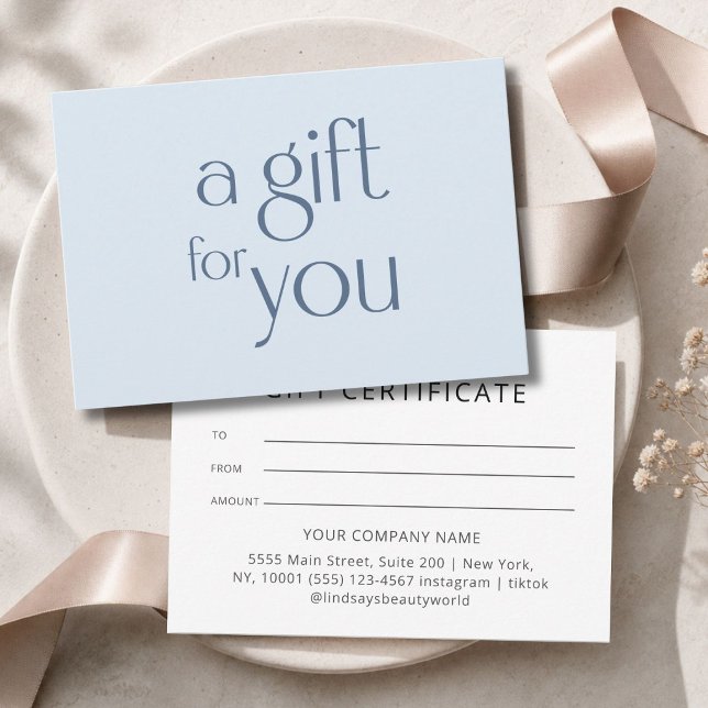 Certificat Cadeau Bleu Moderne (Modern  Blue Gift Certficate)