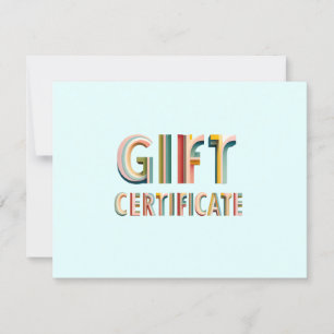 Certificat Cadeau Bleu Rétro Vintage