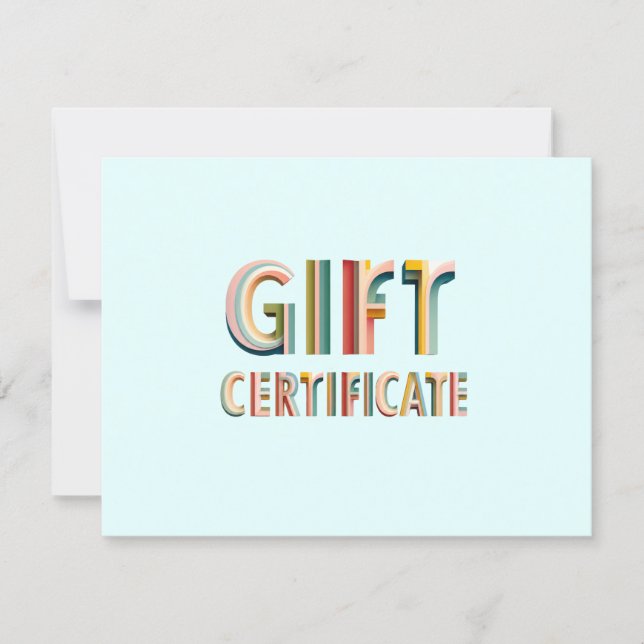 Certificat Cadeau Bleu Rétro Vintage (Devant)