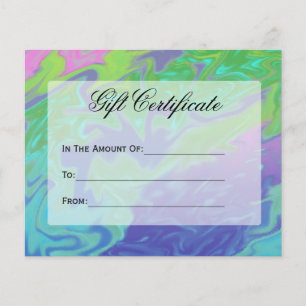 Certificat cadeau bleu vert coloré