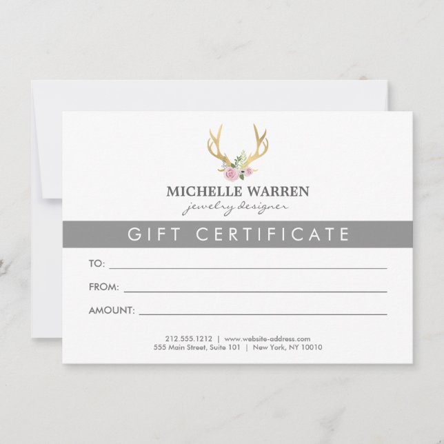 Certificat cadeau Bohemian Gold Antlers (Devant)
