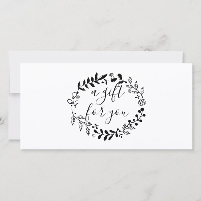 Certificat Cadeau Bois et Fleurs Noir et Blanc (Devant)
